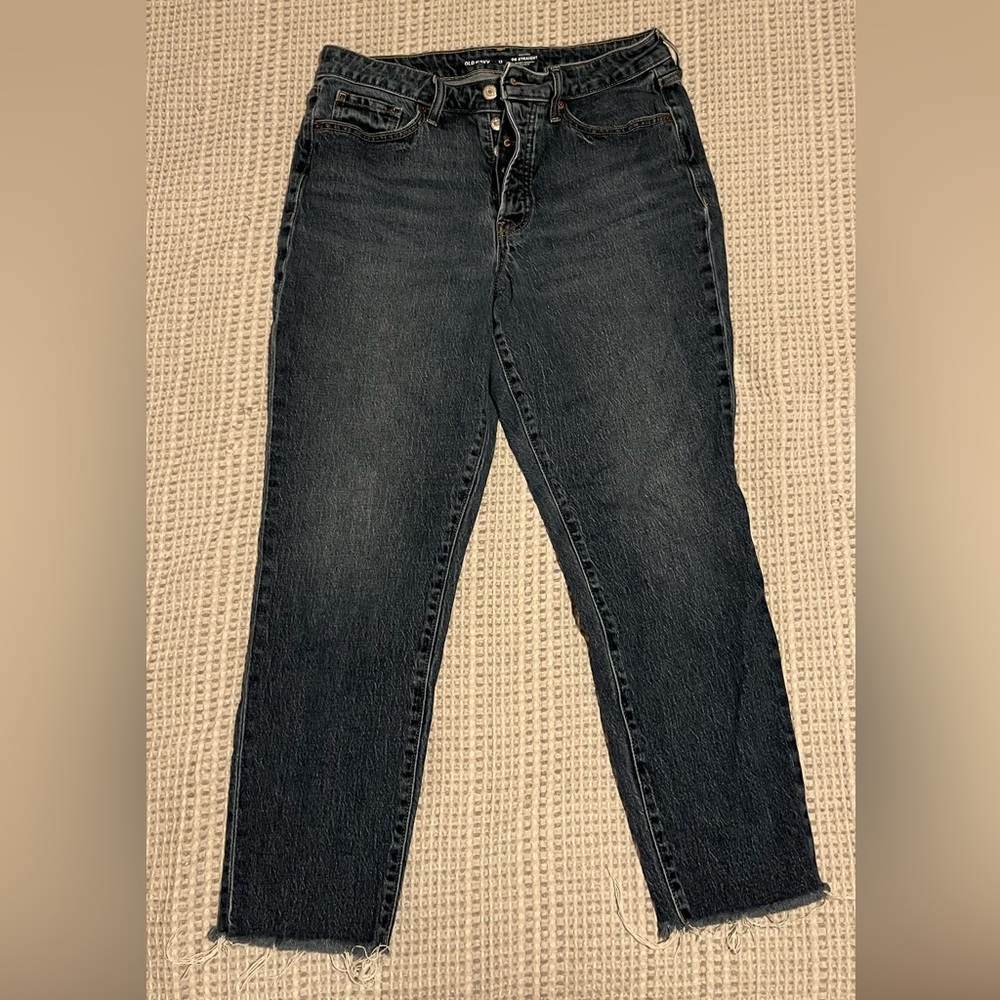 Old Navy Women's Dark Blue High Rise OG Straight Jeans